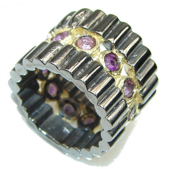 New Exclusive Style! Purple Amethyst Sterling Silver Ring / Band s. 6