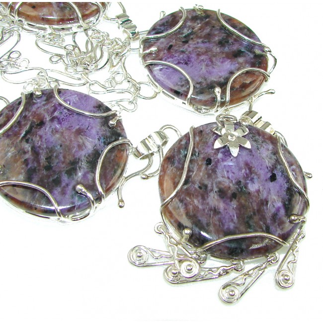 93 grams Cloud Of Desire Siberian Purple Charoite Sterling Silver Necklace