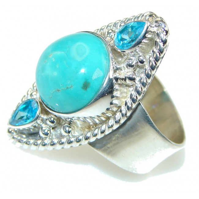 Just Perfect! Blue Turquoise Sterling Silver ring s.11