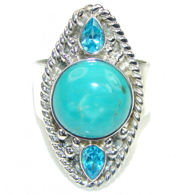 Just Perfect! Blue Turquoise Sterling Silver ring s.11