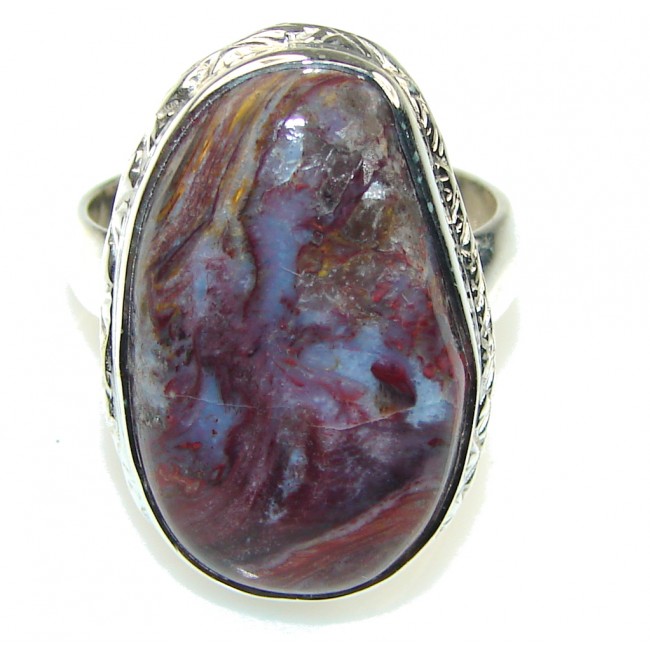 Mixed Colors! Moss Agate Sterling Silver ring s. 8