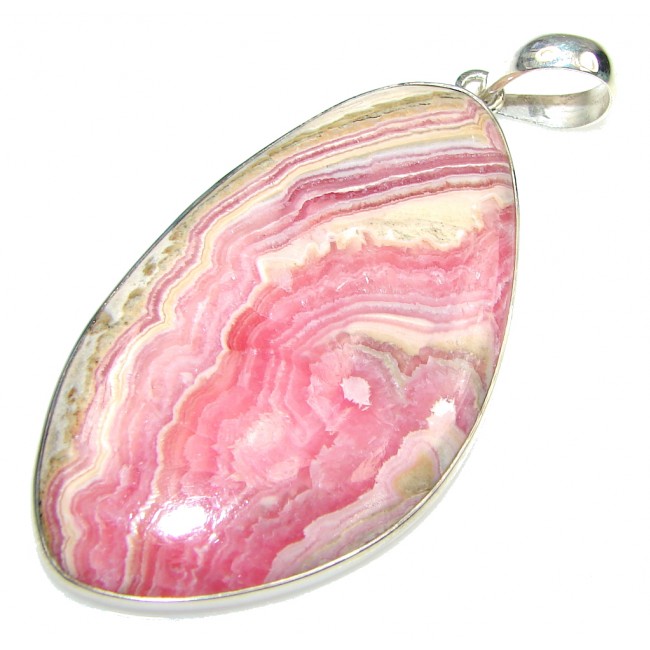 Big! Natural Pink Rhodochrosite Sterling Silver Pendant