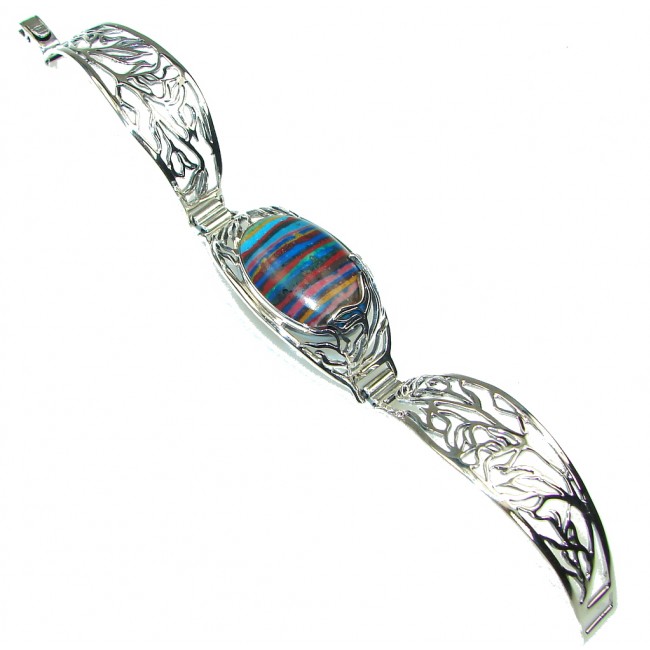 Natural Beauty Rainbow Calsilica Sterling Silver Bracelet
