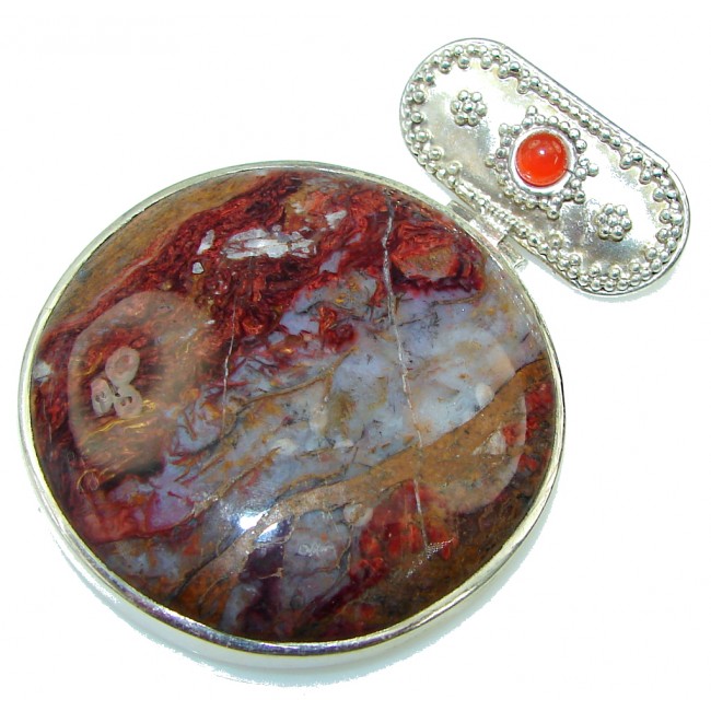 Excellent! Brown Moss Agate Sterling Silver Pendant
