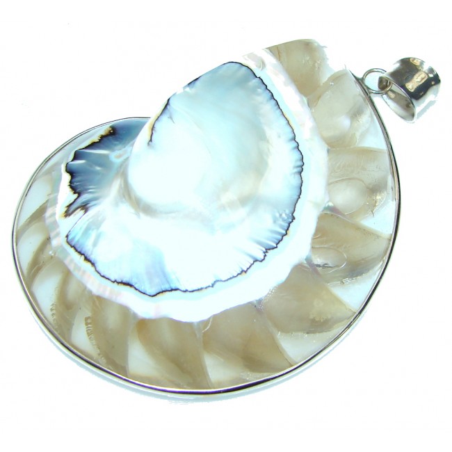 Large! Natural Beauty! Ocean Shell Sterling Silver Pendant