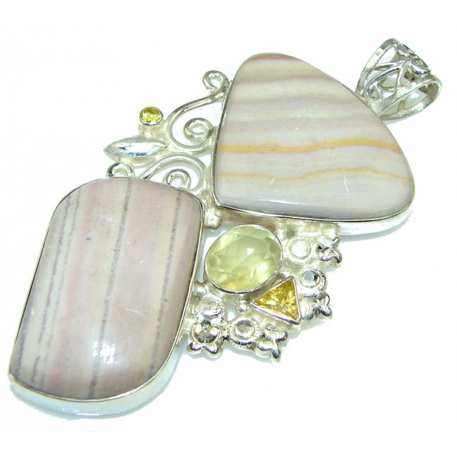 Large! Excellent Pink Lace Agate Sterling Silver Pendant