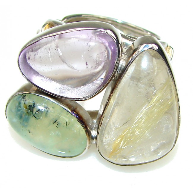 Light Of Love Purple Amethyst Sterling Silver Ring s. 6 - Adjustable