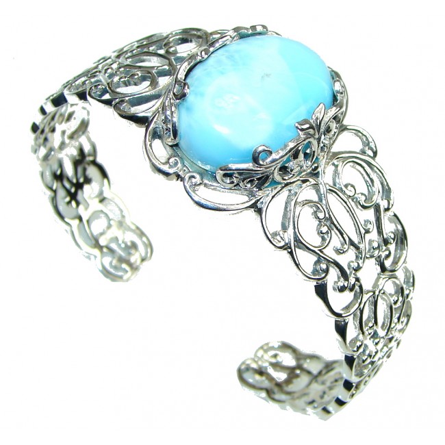 Tropical Light Blue Larimar Sterling Silver Bracelet / Cuff