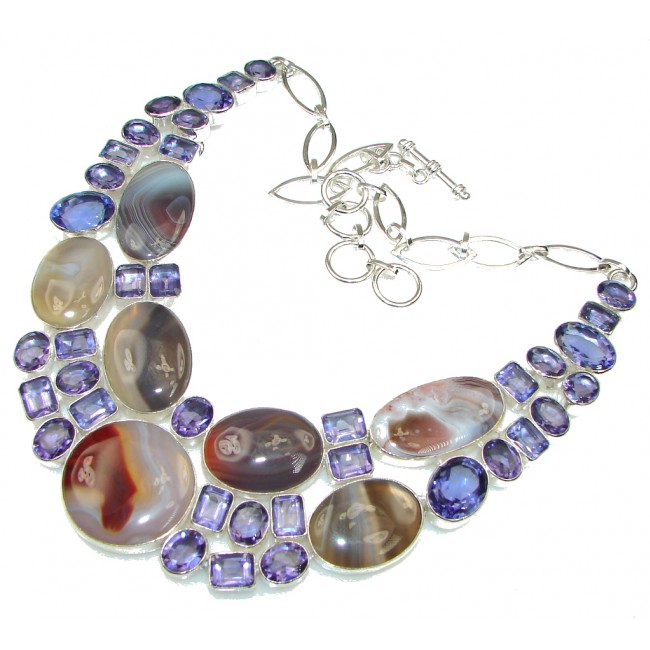 Exclusive Design! Botswana Agte Sterling Silver necklace