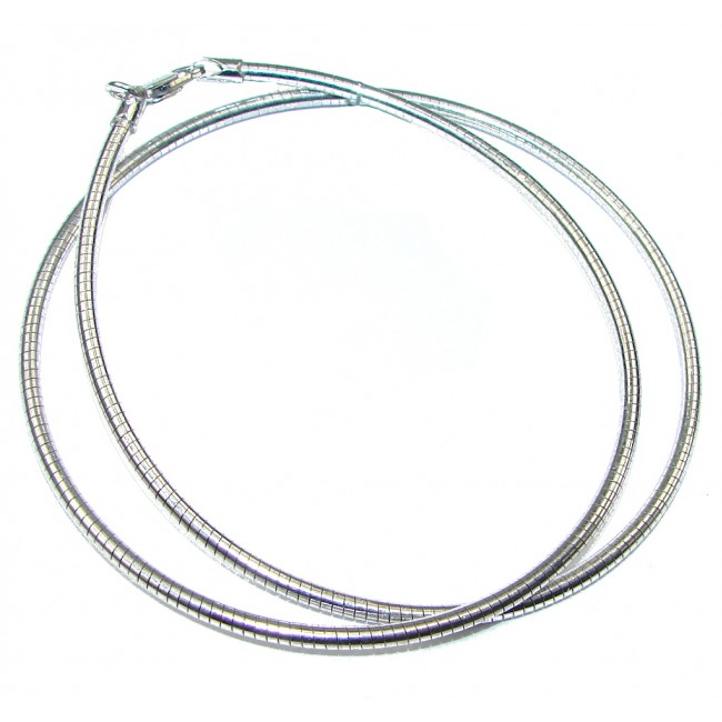 Round Omega Rhodium Plated Sterling Silver Chain 20'' long, 1.5 mm wide