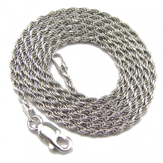 Rope Rhodium Plated Sterling Silver Chain 20'' long, 1.5 mm wide
