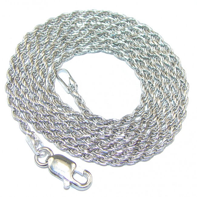 Rope Rhodium Plated Sterling Silver Chain 20'' long, 1.5 mm wide