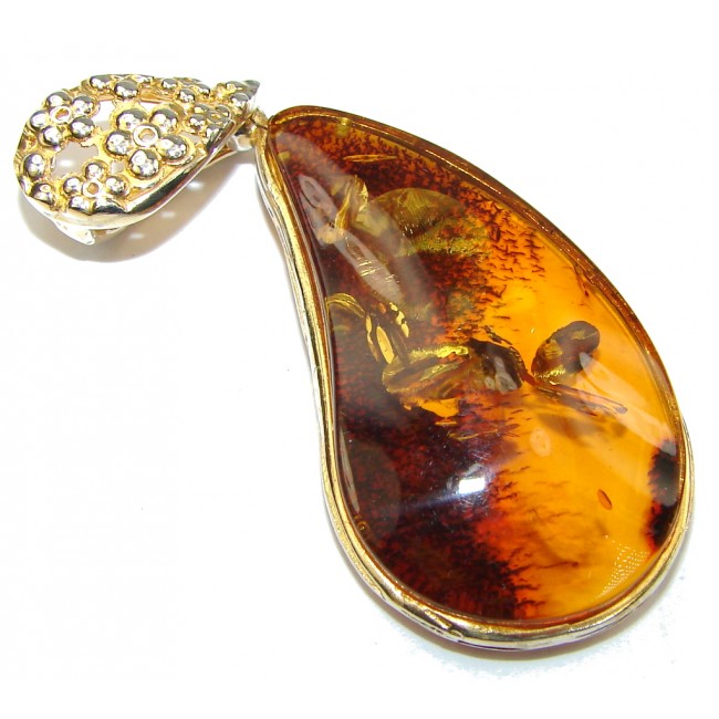 Excelusive! AAA Baltic Polish Amber, Gold Plated Sterling Silver Pendant