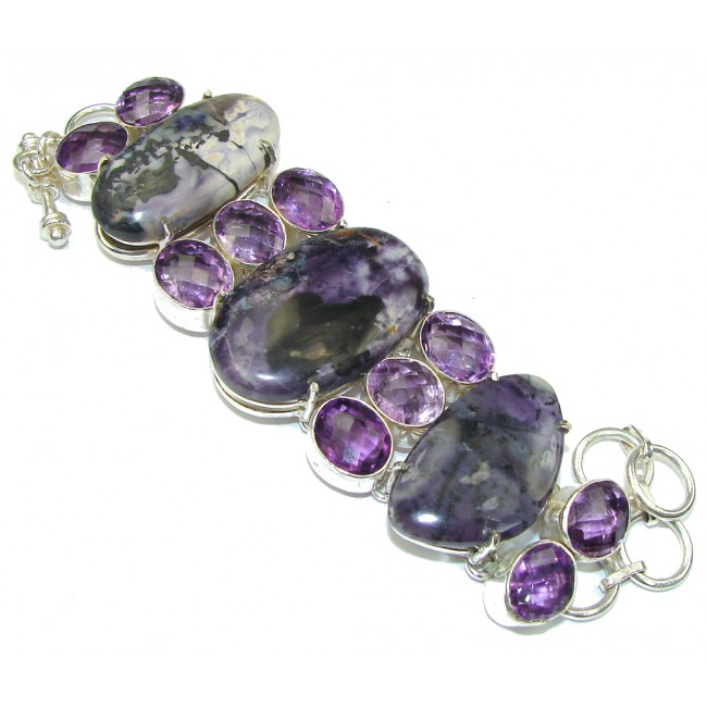 Beautiful! Purple Tiffany Jasper Sterling Silver Bracelet