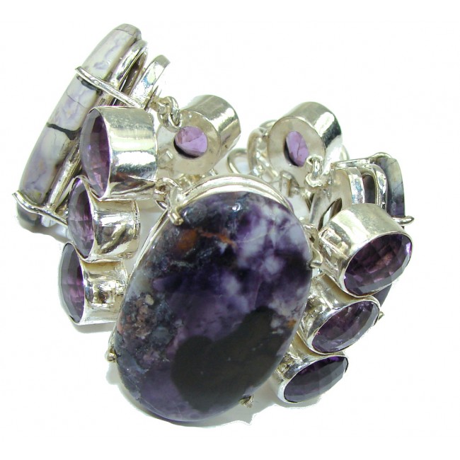 Beautiful! Purple Tiffany Jasper Sterling Silver Bracelet