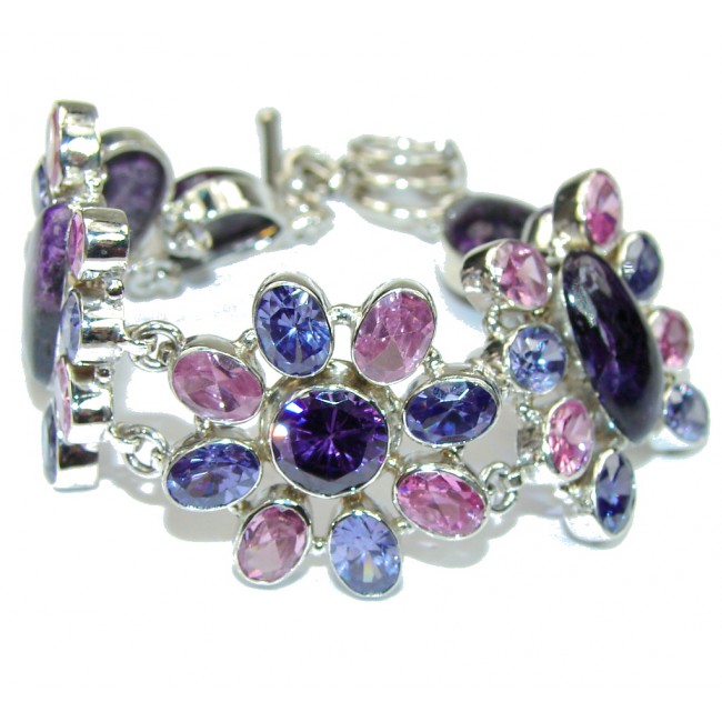 Pale Beauty! Purple Charoite Sterling Silver Bracelet