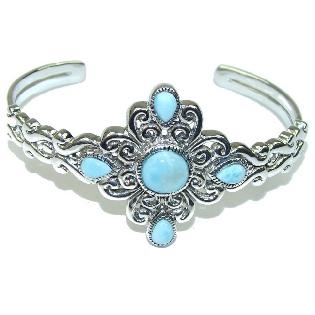 Delicate Design!! Light Blue Larimar Sterling Silver Bracelet / Cuff