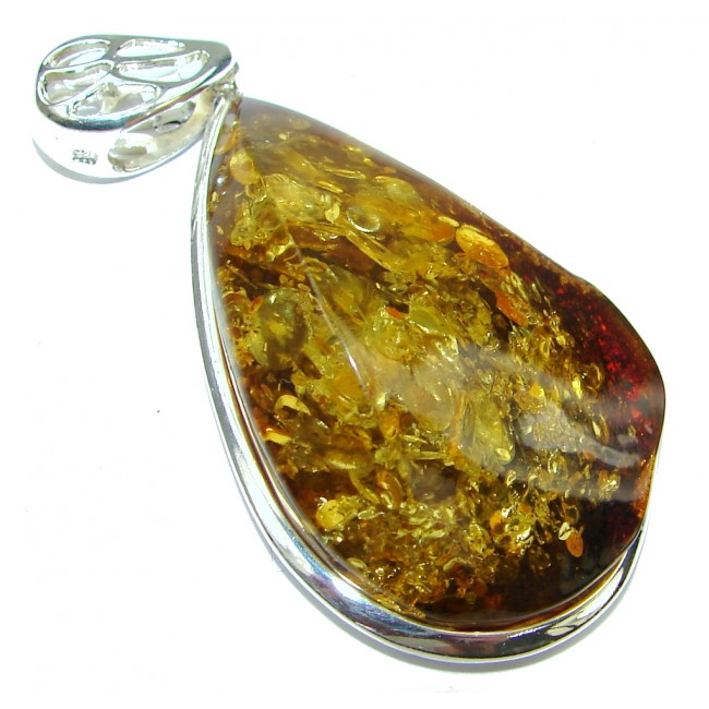 Exclusive! AAA Baltic Polish Amber Sterling Silver Pendant