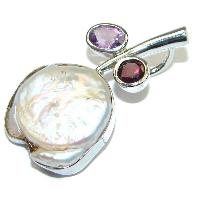 Awesome Design! Mother Of Pearl Sterling Silver Pendant