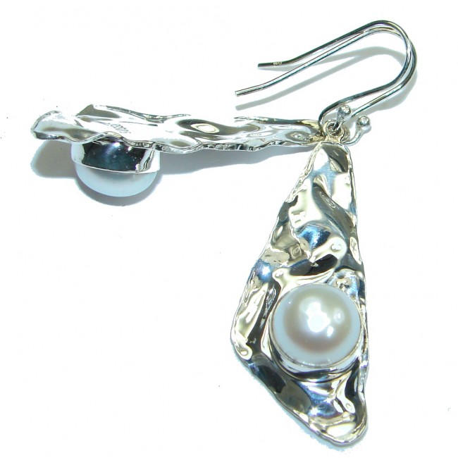 Delicate!! White Fresh Water Pearl Sterling Silver Earrings