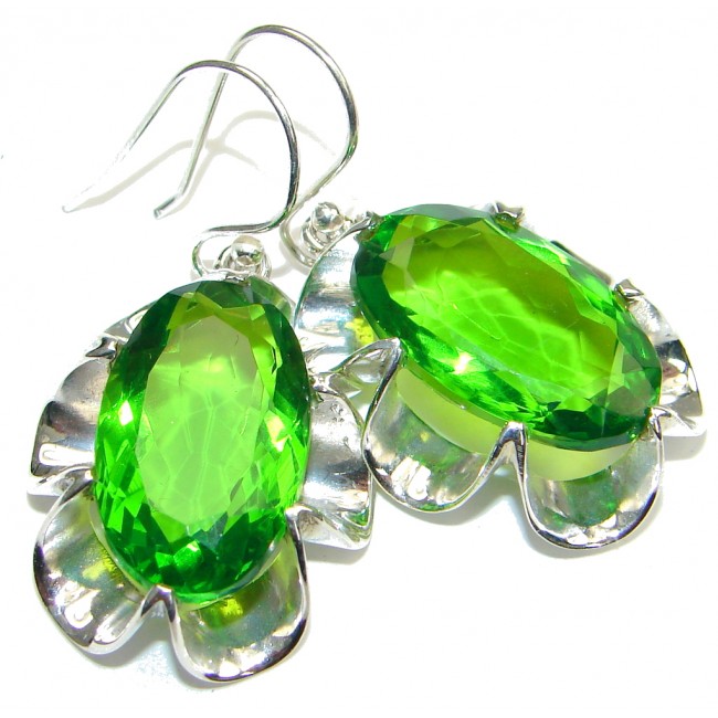 Amazing! Created Green Peridot Sterling Silver earrings