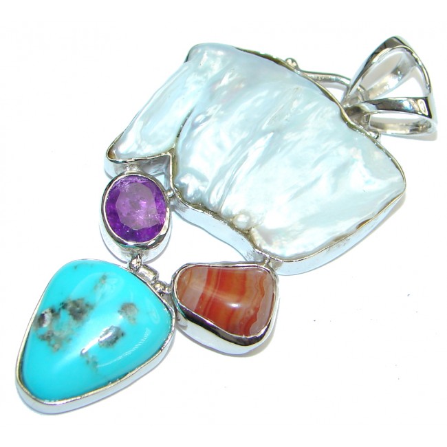 Aura Of Beauty!! Mother Of Pearl Sterling Silver Pendant