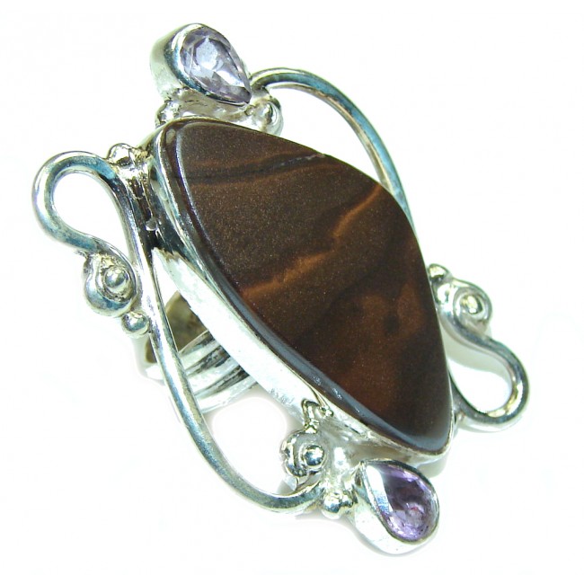 Fancy Design Boulder Opal Sterling Silver Ring s. 7 1/2