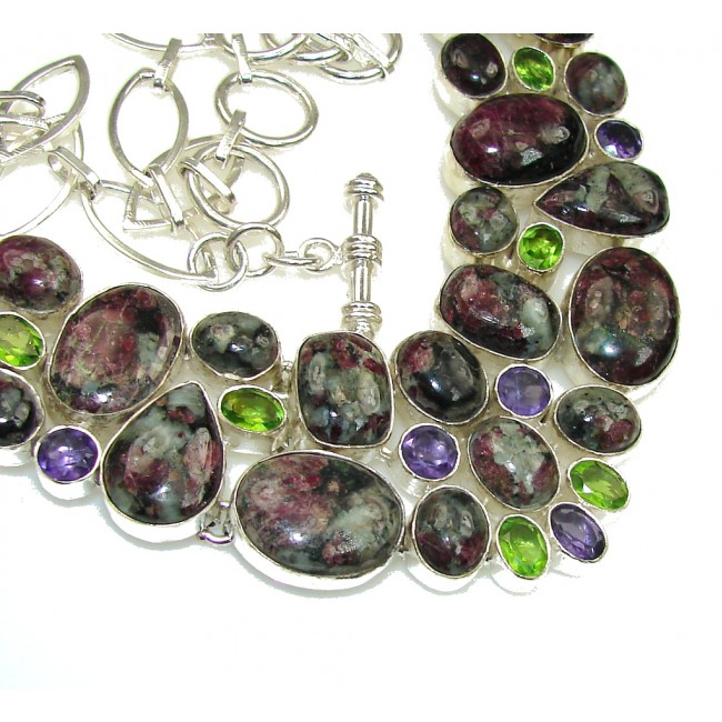 Exclusive Style! Green Russian Seraphinite Sterling Silver necklace