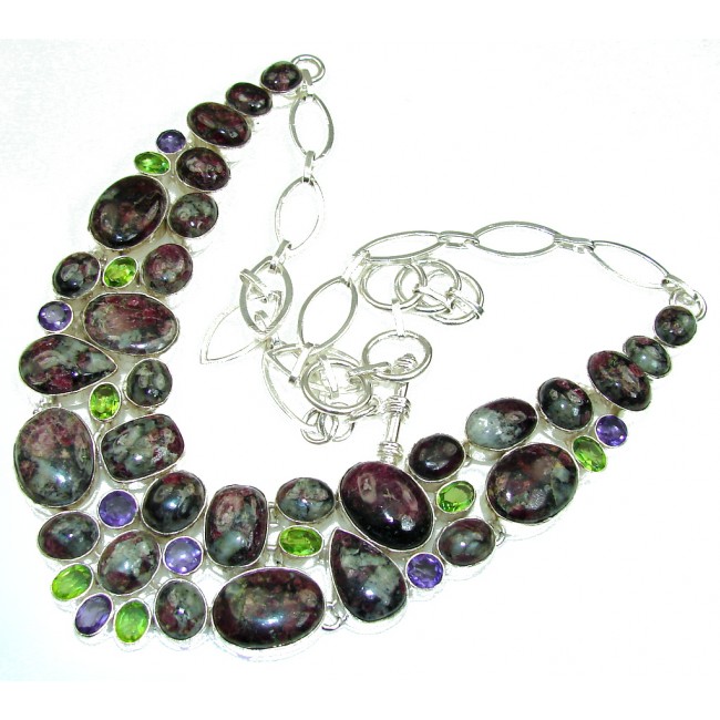 Exclusive Style! Green Russian Seraphinite Sterling Silver necklace