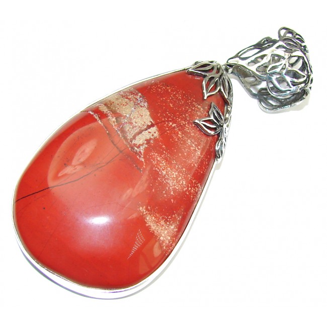 Big! Perfect Style! AAA Red Jasper Sterling Silver Pendant