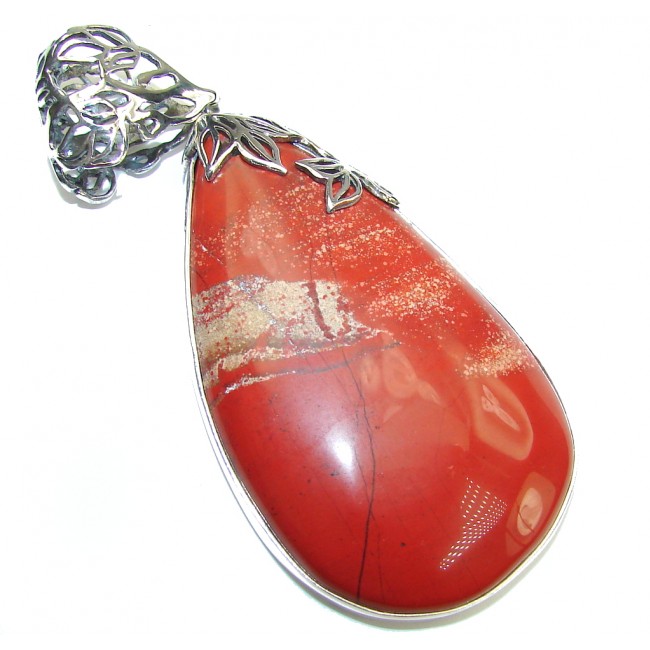 Big! Perfect Style! AAA Red Jasper Sterling Silver Pendant