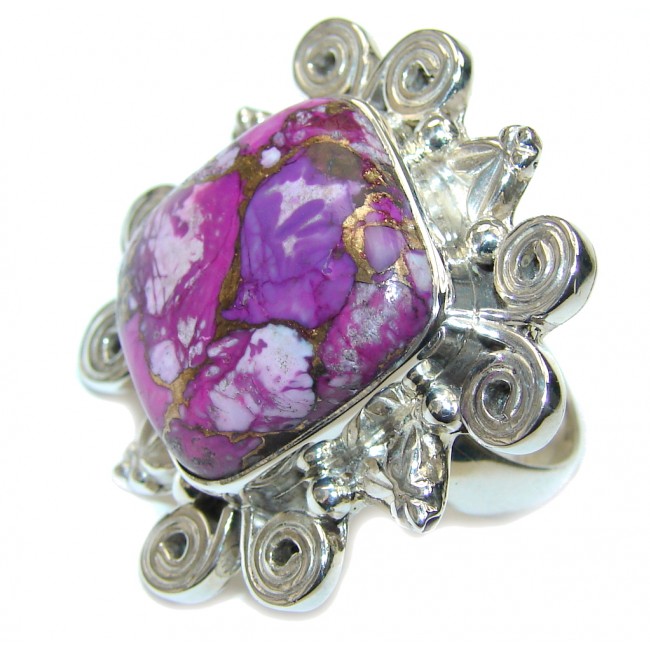 Perfect! Copper Purple Turquoise Sterling Silver ring s. 8 1/4