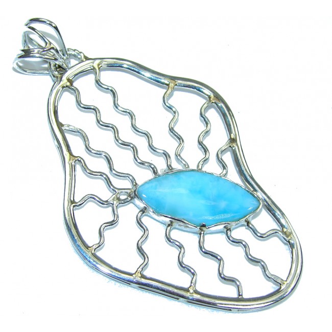 Natural Beauty! AAA Blue Larimar Sterling Silver Pendant