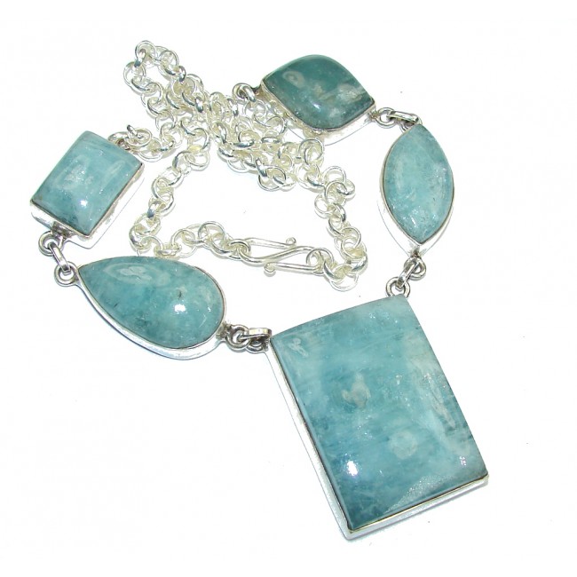 Mystic Sky! Blue Aquamarine Sterling Silver necklace