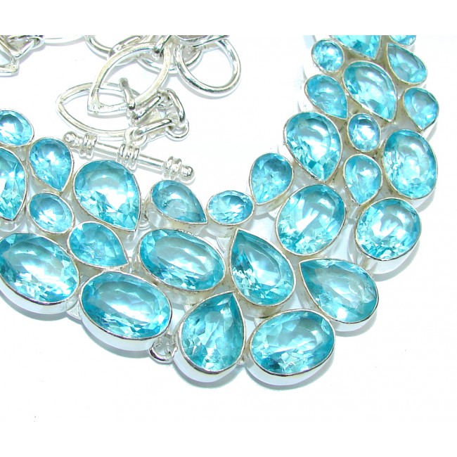 Secret Beauty! Created Blue Topaz Sterling Silver necklace