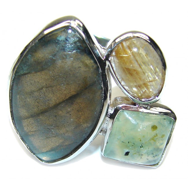 Perfect Vision AAA Labradorite Sterling Silver Ring s. 8 - adjustable