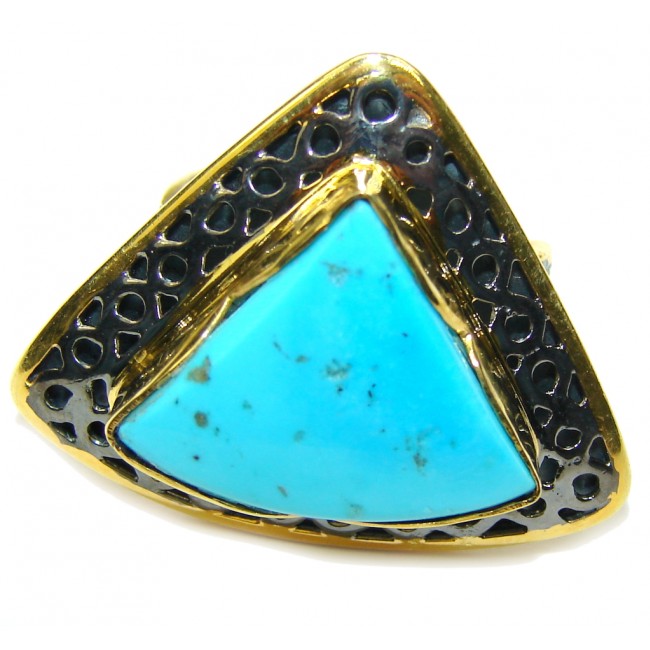 Sleeping Beauty! Blue Turquoise, Gold Plated, Rhodium Plated Sterling Silver ring s. 8