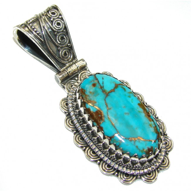 Bali Secret! Copper Blue Turquoise Sterling Silver Pendant