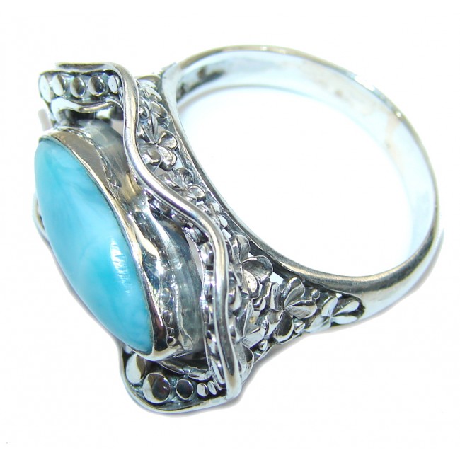 Amazing AAA Blue Larimar Sterling Silver Ring s. 9