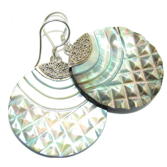 Bottom Of The Ocean! Rainbow Abalone Sterling Silver earrings