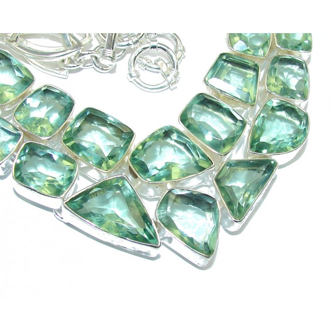 Green Island! Created Green Amethyst Sterling Silver necklace
