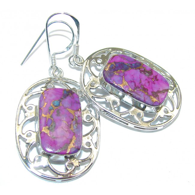 Excellent Copper Purple Turquoise Sterling Silver earrings