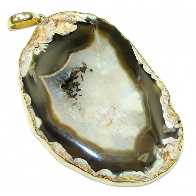 Jumbo! Stunning AAA Agate Druzy, Gold Plated Sterling Silver Pendant