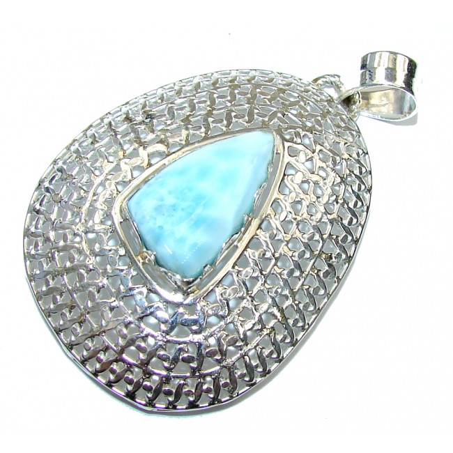 Icy Queen! AAA Blue Larimar Sterling Silver Pendant