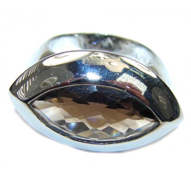 Simple! Brown Smoky Topaz Sterling Silver ring s. 8