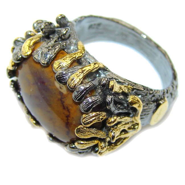 Classic Beauty! AAA Morrisonite Jasper, Gold Plated, Rhodium Plated Sterling Silver Ring s. 7 1/4