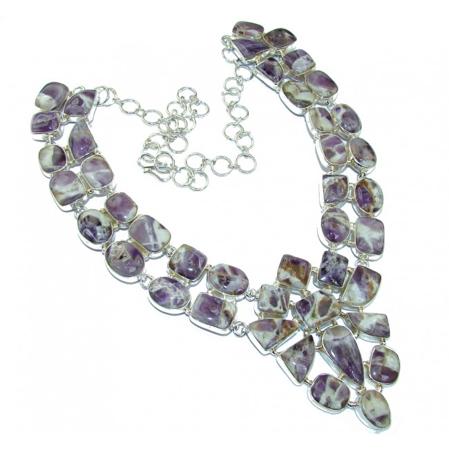 Genuine Untreated African Purple Amethyst Sterling Silver Necklace
