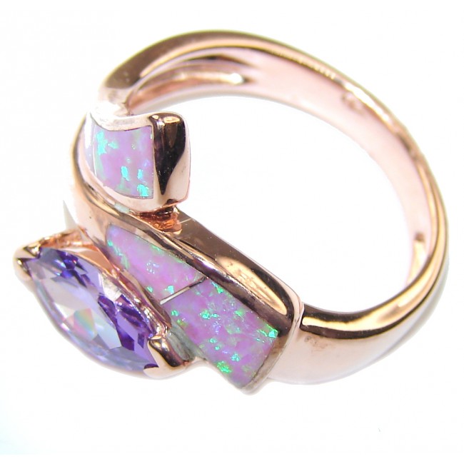 Perfect Purple Cubic Zirconia Rose Gold over Sterling Silver Ring s. 7 1/4