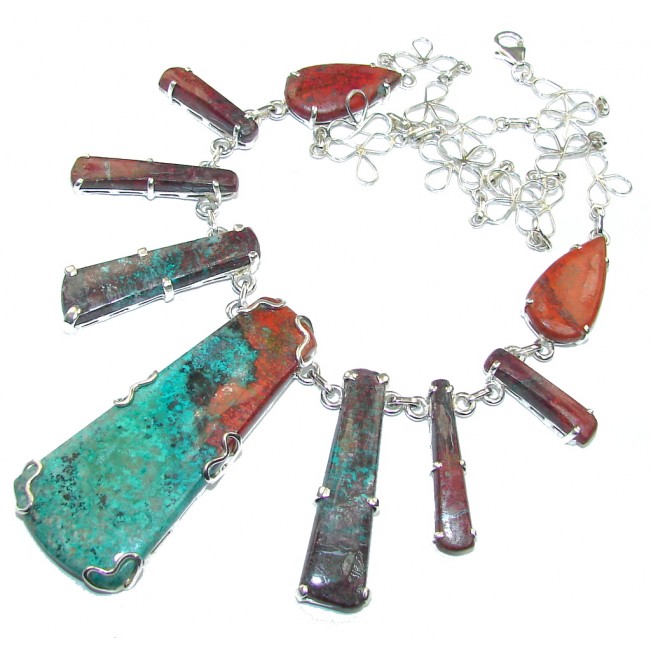 Halo Of Beauty!! Red Sonora Jasper Sterling Silver Necklace