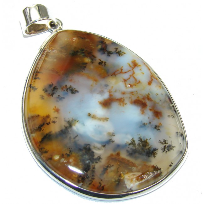 Snow Falling AAA Dendritic agate Sterling Silver Pendant